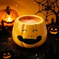 thumbnail image 3 of Halloween Ceramic Pumpkin Mug Set of 4 Carved Grinning Face Coffee Cup Fall Decor for Halloween and Fall, 3 of 6