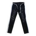 thumbnail image 4 of Men's Denim Long Pants, Side-Striped Distressed Ripped Zip Slim Jeans, 4 of 6