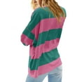 thumbnail image 5 of Patlollav Winner Long Sleeve Pullover Womens Oversized Striped Shirt Half Zip Sweatshirt Color Block V Neck Tops, 5 of 6