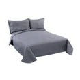 thumbnail image 2 of Marina Decoration Solid Embossed Pinsonic Coverlet Bedspread Bedding Ultra Soft Summer Quilt Set with Shams, Grey Color, 2 of 7