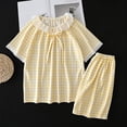 thumbnail image 5 of REDARER Girls Comfy Sleepwear Set, Gingham Pajama Top & Pants with Lace , Soft 2-Piece Summer Outfit,15-16 Years, 5 of 5