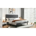 thumbnail image 4 of Sifurni King Bed Frame Upholstered Platform Bed with Adjustable Headboard, No Box Spring Needed, Deep Gray, 4 of 9