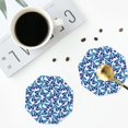 thumbnail image 5 of Pofeuu Blue Butterflies Print Leather Coasters Set of 6, Round Cups Mugs Mat Pad for Home Kitchen Heat Resistant Drink Coasters,Octagon, 5 of 7
