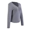 thumbnail image 3 of Playera George para Mujer, Henley Manga Larga Azul Marino Talla G, 3 of 4
