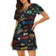thumbnail image 1 of Fotbe Basketball Bata de Dormir para Mujer con Estampado, Camisón de Algodón de Manga Corta, Ropa de Dormir Casual, 1 of 6