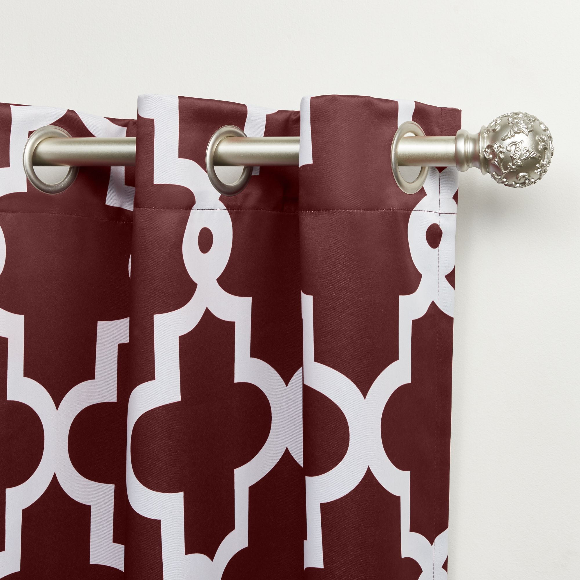 Exclusive Home Ironwork Sateen Woven Room Darkening Blackout Grommet Top Patio Curtain Panel, 108"x84", Burgundy