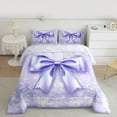 thumbnail image 2 of Manfei Cartoon Purple Ribbon Bedding Comforter Set, Princess Bowknot Bow Twin Comforter Sets, Teen Boy Girl Kid Reversible Bedding Set, Lightweight Room Decor, 2-Piece, 2 of 8