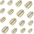 thumbnail image 5 of Press on Nails Short Round Glitter Yellow Nude Stick On Nails 24Pcs Cat Eye Fake Nails for Women Girls, 5 of 7