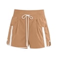 thumbnail image 6 of Costeam Womens High Waisted Athletic Shorts Drawstring Casual with Side Pockets Elastic Waist Side Stripe Dolphin Hem Workout Running Short Pants Lightweight Quick Dry Lounge Shorts, 6 of 6