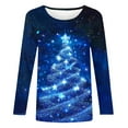 thumbnail image 3 of Craaazy Funny Shirts For Women Santa Graphic Long Sleeve Tops Christmas Tree Printed Christmas Trees With Lights Printed Christmas Gifts Crewneck Blouse Gifts, 3 of 5