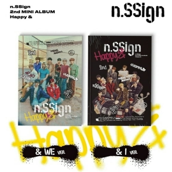 N.Ssign - Happy & - Random Cover - incl. 96pg Photobook, Poster, 2 Photocards, Sticker, Unit Photocard N. Ssign Photocard - Music & Performance - CD