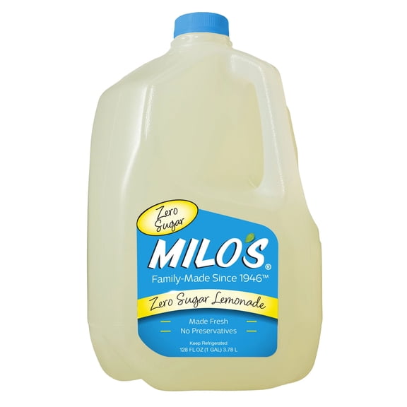 Milo's Zero Sugar Lemonade, Refrigerated, 128 fl oz Gallon, Made Fresh Daily