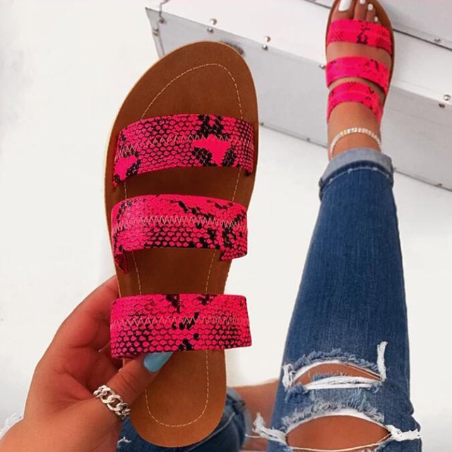 Sandalias Mujer Zapatillas planas Punta abierta Cómoda Playa Zapatos romanos Flip Flop Wmkox8yii hj789