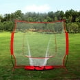 thumbnail image 2 of 7'×7' Baseball Softball Practice Net, Hitting Batting Catching Pitching Training Net with Carrying Bag, Metal Bow Frame, Practice Equipment Batting Soft Toss Pitching for Teens Children, Red, Q9410, 2 of 12