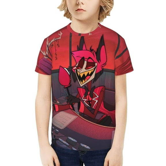 Hazbin Hotel Kids T-Shirt 3d Printed Graphic T-Shirts Boys And Girls Short Sleeve Shirts For Youth Kids X-Small