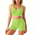 thumbnail image 4 of Stamzod Women's 2 Piece Workout Sets Push-Up Wireless Sports Bra Camisole Tank Top and Yoga Shorts Casual Fitted Gym Outfits for Women Green C S, 4 of 9