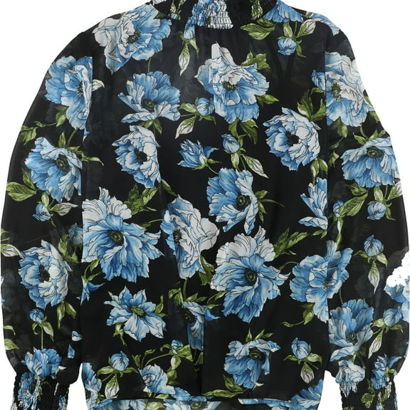 Alfani Womens Floral Pullover Blouse, Black, Medium