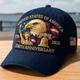 thumbnail image 3 of 250th Anniversary USA Hat (2026) - Patriotic Baseball Cap with Eagle Embroidery for Men & Women, 1776-2026 Commemorative Unisex American Flag Cap, 3 of 10