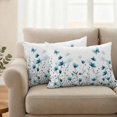 thumbnail image 2 of Spring Wildflowers Pillow Covers 2 Pack Watercolor Teal Floral Leaf Plant Butterfly Pillowcase Waterproof Outdoor Throw Pillow Cover for Patio Balcony Rectangular Cushion 20”x12”, 2 of 9