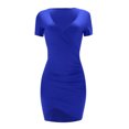 thumbnail image 5 of Summer Dresses for Women Under $10 Fashion Casual Color V-Neck Sexy Slim Short Sleeve Dress, 5 of 6