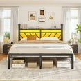 thumbnail image 5 of EnHomee Queen Size Metal Bed Frame with Headboard Metal Platform Bed Frame with Storage Platform Metal Bed Frame Queen with LED Lights, Noise Free, Black, 5 of 8