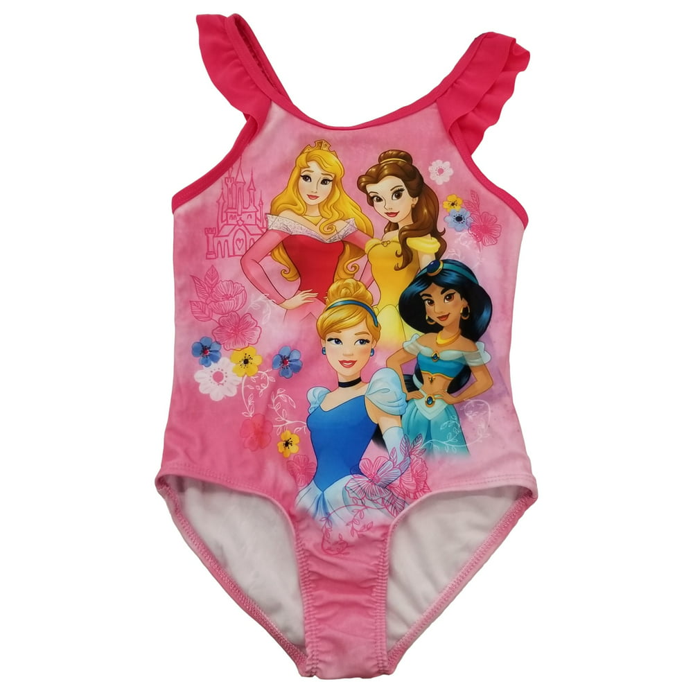 Disney Princess Girls Pink Jasmine Belle Aurora 1 Piece Bathing ...