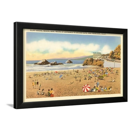 Beach House 4 Framed - Cliff House Beach, Seal Rocks, San Francisco, California Framed Print Wall Art