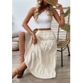 thumbnail image 5 of Women'S Summer Casual Elegant Smock Layered Tiered Maxi Skirt High Waisted A Line Flowy Long Skirts with Pockets White M, 5 of 9