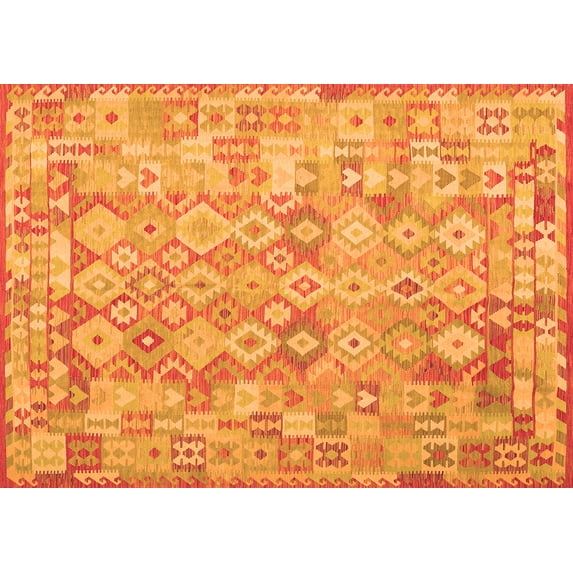 Ahgly Company Indoor Rectangle Southwestern Orange Country Area Rugs, 7' x 10'