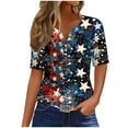 thumbnail image 2 of Women Clothes On Patriotic Shirts for Women Short Sleeve 4Th of July Tops V Neck American Flag Shirt Star Striped Graphic Blouse Usa T Shirt Clothes Under 5.00, 2 of 5