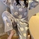 thumbnail image 3 of Conjunto de pijama de manga larga con estampado de Panda para mujer, ropa de dormir cálida, suave, Coral, para Otoño e Invierno, 3 of 4