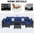 thumbnail image 3 of Ainfox 7 Pcs Outdoor Patio Furniture Sofa Set on Sale, Brown Rattan Dark Blue Cushions, 3 of 8