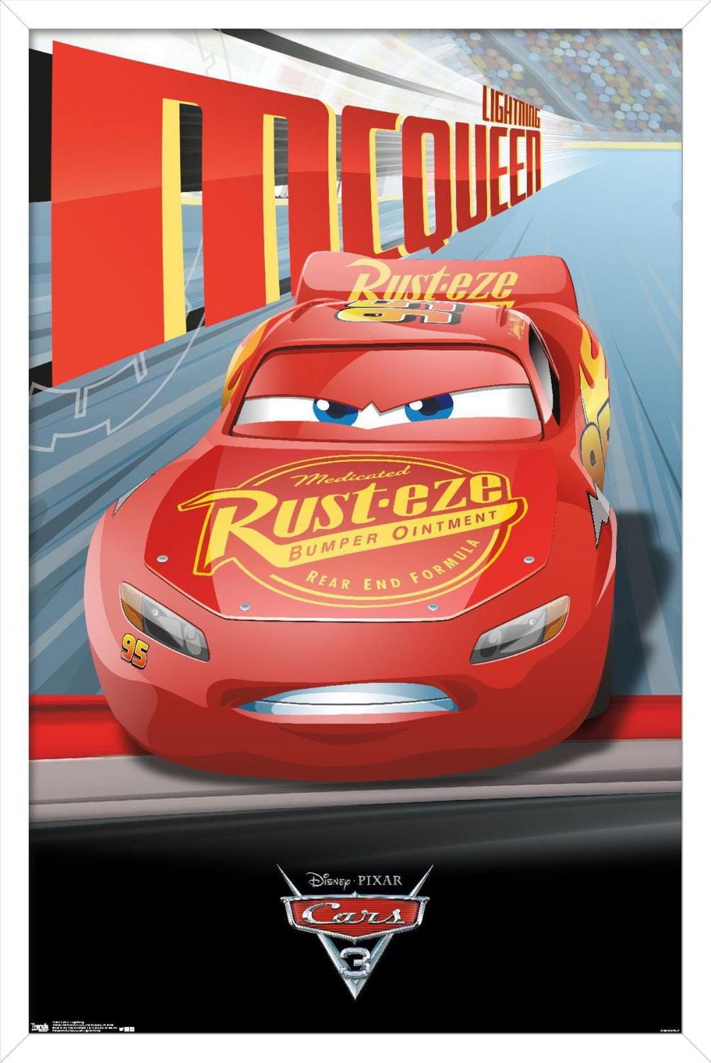 Disney Pixar Cars 3 - Lightning Wall Poster, 22.375" x 34" Framed