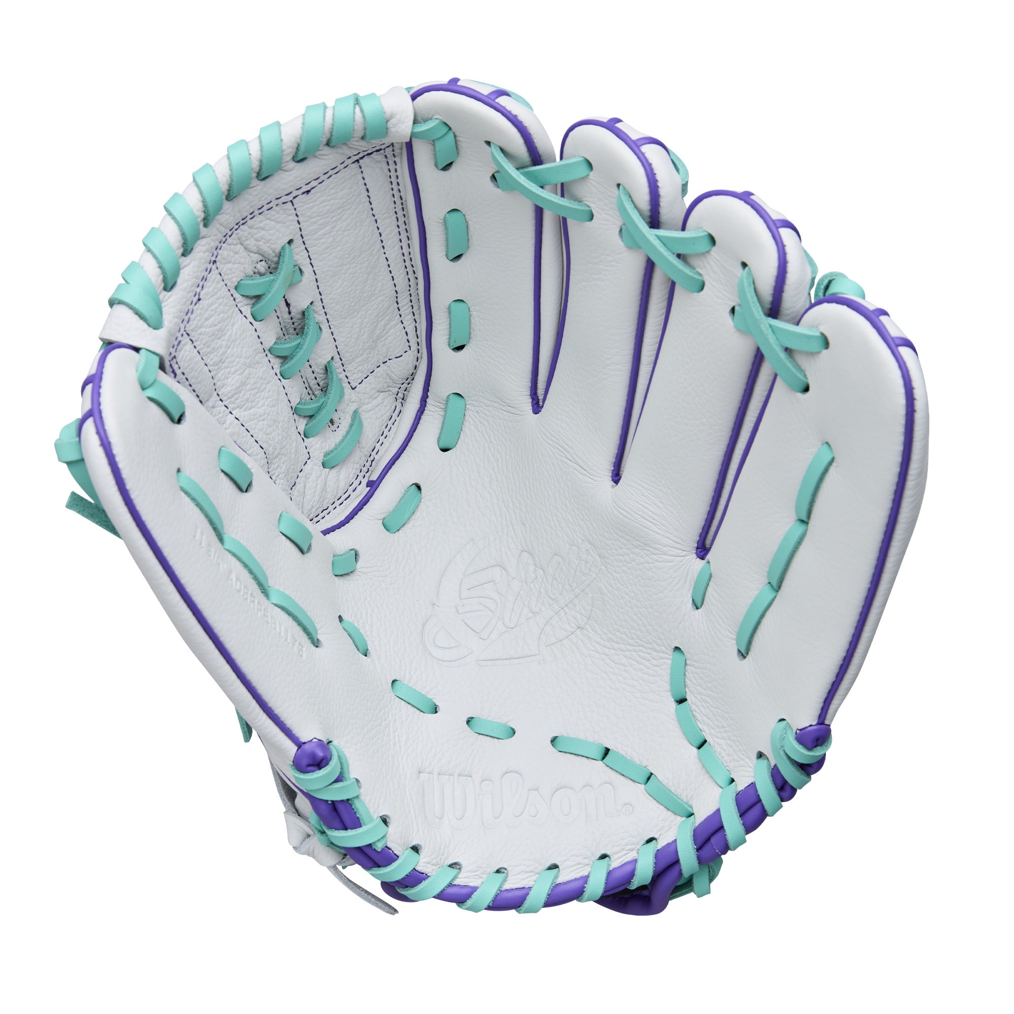 Wilson 2026 A500â„¢ Siren 11.75\" Youth Fastpitch Glove - White/Purple/Teal, Right Hand Throw