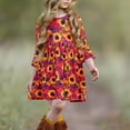 thumbnail image 6 of Fesfesfes Little Girls Clothes Size 2-7 Years Casual Patchwork Color Stretchy Waist Dress Long Sleeve Round Neck Button-Up Dress, 6 of 9