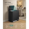 thumbnail image 4 of SONGMICS Kitchen Dual Trash Can, 13 + 5.3 Gallon 2-Compartment Trash Bin,Stainless Steel Garbage Can, Pedals, Soft-Close Lids, Inner Buckets, Black, 4 of 6