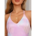 thumbnail image 5 of INSPIRE CHIC Women's Sleeveless Lounge Camisole Sleepwear Nightshirt V Neck Racerback Tie Dye Nightgown L Purple, 5 of 6