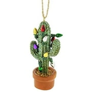 The Bridge Collection Potted Saguaro Cactus with String Lights Ornament