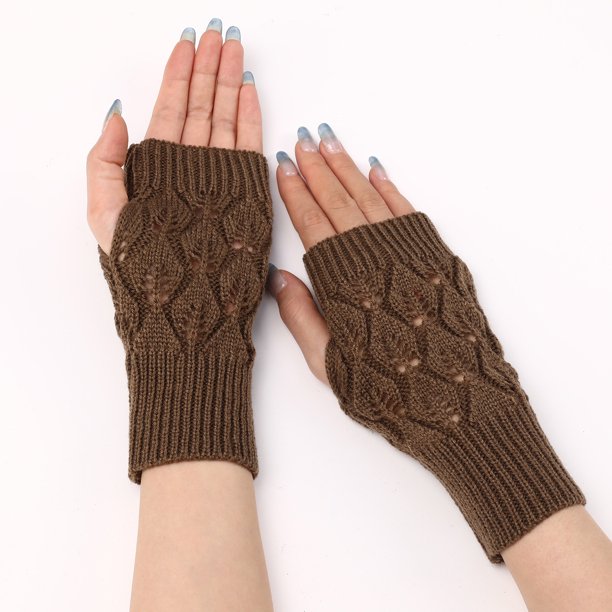 Guantes de invierno para mujer, guantes de punto sin dedos, guantes para pantalla táctil para escribir y conducir