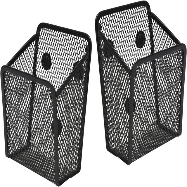 YOPTOP Set of 5 Magnetic Pencil Holder 3 Compartments Metal Magnetic Basket Black Magnetic Marker Holder for Refrigerator Locker and Whiteboard,2Pcs-A