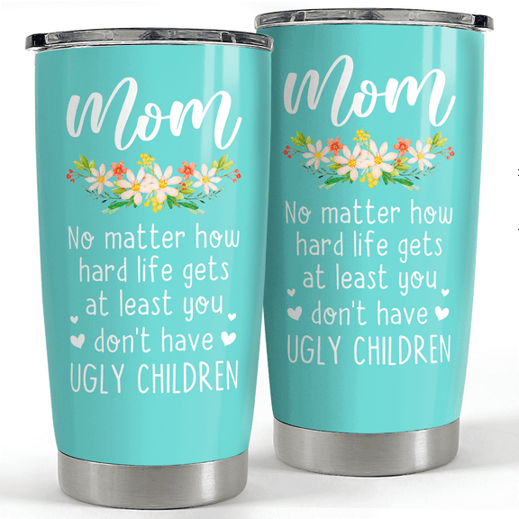 SANDJEST Mom Tumbler Gift for Mom from Son, Daughter - Mom Ugly Children 20oz Insulated Travel Mug Great Christmas, Mother's Day, Birthday - Awesome Mother's Day, Tumblers Gifts Idea