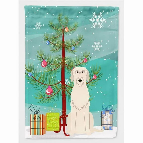 Carolines Treasures BB4190CHF Merry Christmas Tree Irish Wolfhound Flag Canvas House Size