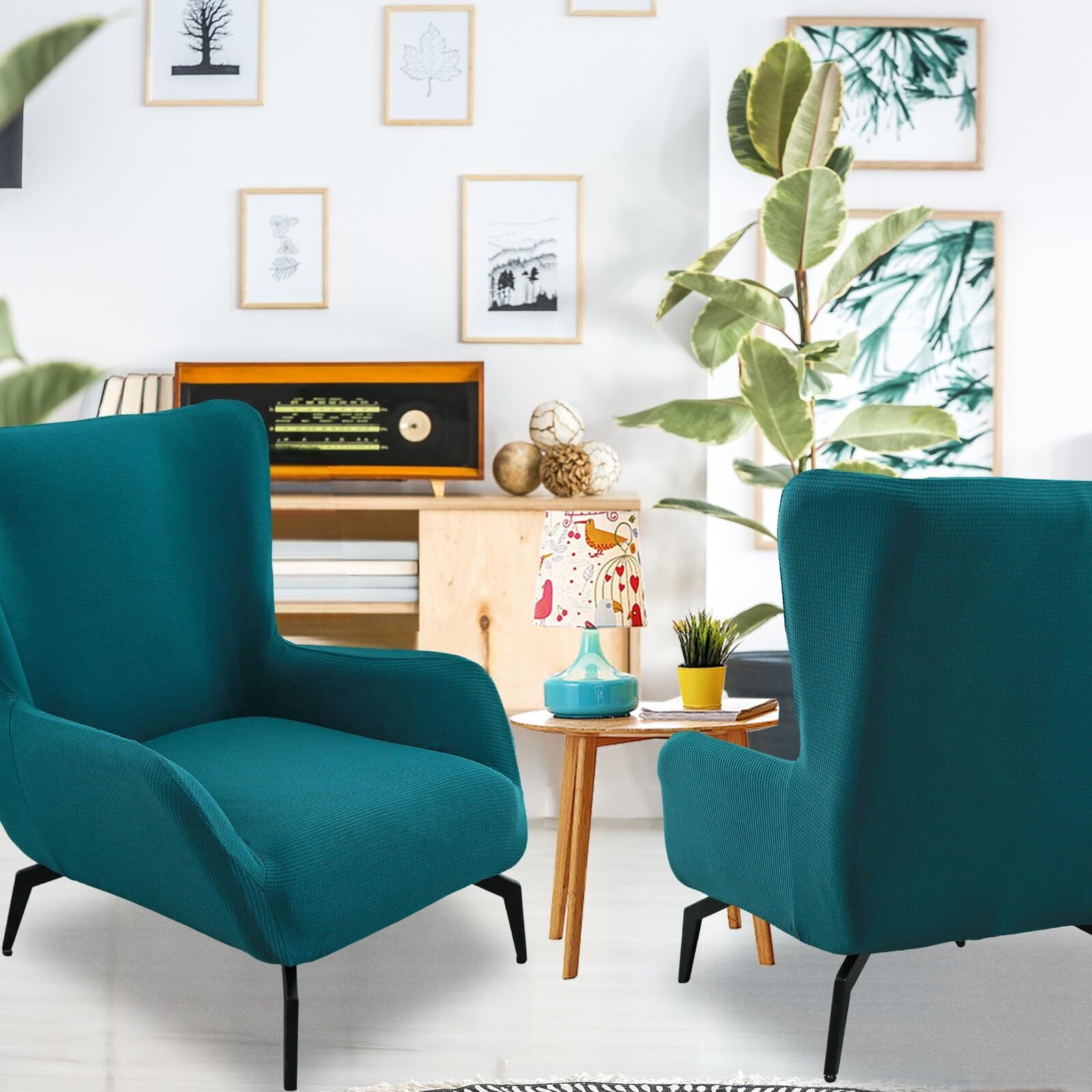 BH-JJSMGS Mid Century Modern Accent Chair Cover Jacquard Armchair Slipcover Soft Armchair Sofa Covers Removable Washable Chair Covers with Arms Furniture Protector for Living Room
