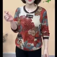 thumbnail image 2 of Camiseta de manga larga con estampado de capa base de estilo chino de moda para mujer, ropa interior de cuello redondo para madre, otoño de 2024, 2 of 4