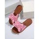 thumbnail image 4 of Preppy Outdoors Flat Slippers for Women, Bow Decor Polyester Open Toe Slide Sandals, 4 of 4