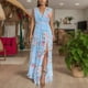 thumbnail image 2 of Gibobby Vestidos para Mujer Casuales Vestido casual de mujer elegante de gasa sin mangas de verano con estampado floral y dobladillo dividido(Azul celeste,XL), 2 of 5