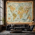 thumbnail image 6 of Illustrated World Map with Whales, Adventurous Vintage Style for Map Lovers, Antique Map Decor, Housewarming Gift, Tapestry Wall Hanging for Study Room and Office, 6 of 7