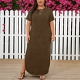 thumbnail image 6 of Tqcoqu Women's Plus Size Casual Maxi Dresses,Short Sleeve Loose Beach Dress Sundress with Pockets,Coffee Women's XL-XXXXXL, 6 of 9