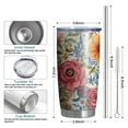thumbnail image 6 of 20 Oz Pioneer Flower Coffee Tumbler Double Wall Insulated Stainless Steel Water Bottle | Metal Reusable Thermoses Flask with Cup Cap | Leak & Sweat Proof with Anti-Dust Lid, 6 of 7