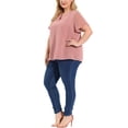 thumbnail image 2 of Women's Plus Size Blouses Pin Dots Round Neck Cute Basic Top Pink 2X, 2 of 7